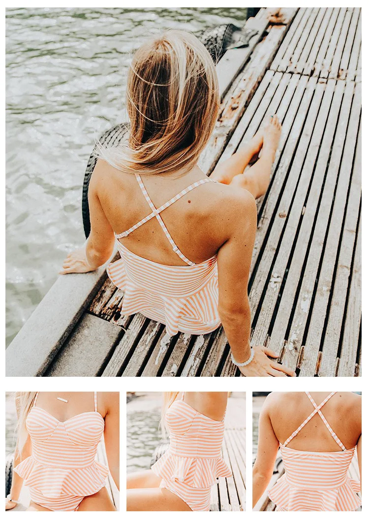 Ruffled-hem-cover-belly-high-waist-slim-printed-stripe-retro-woman-swimsuit_07