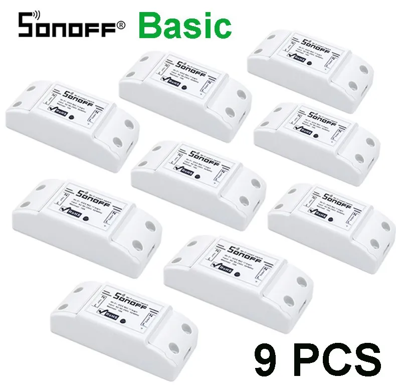 Itead Sonoff Basic R2 Wifi DIY умный беспроводной пульт дистанционного управления Domotica Licht модуль контроллера Werk met Alexa Google Home eWeLink - Комплект: Sonoff Basic 9pcs