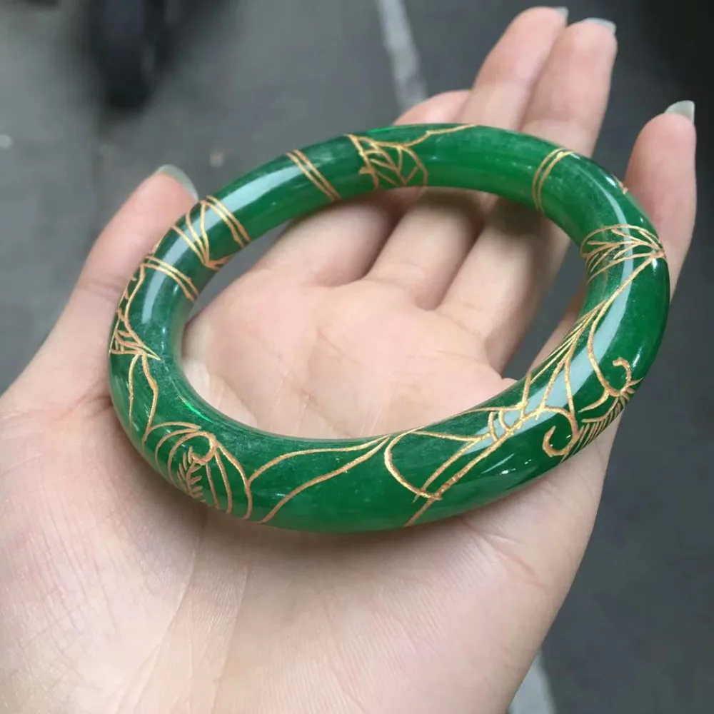 Золотой браслет с натуральным Жадеитом в виде сухого голубого резного изумрудно-зеленого железного дракона, зеленый браслет императора Шэн