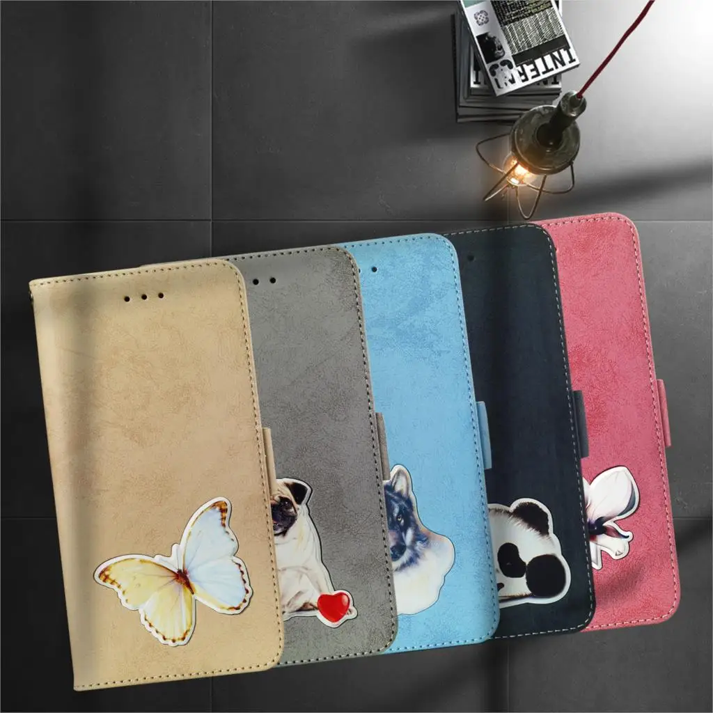 

Case for Sony XZ2mini XZ2 Vintage panda pug Flip Wallet PU Leather Phone Cover For Sony XA2 Ultra XZ2 MINI Coque Funda