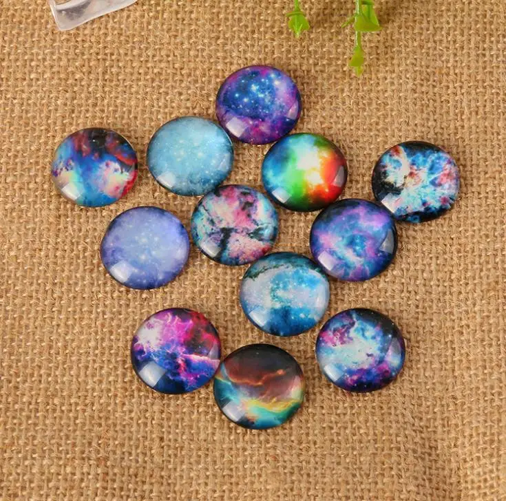 

starry sky Glass mosaic Dome Cabochons Printed Half Round Gems for Jewelry Making Handcrafts