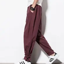 Хлопковые и льняные летние и весенние мужские брюки Тай Чи военные спортивные брюки для занятий боевыми искусствами кунг-фу медитация Гарун брюки красный/синий/черный/серый