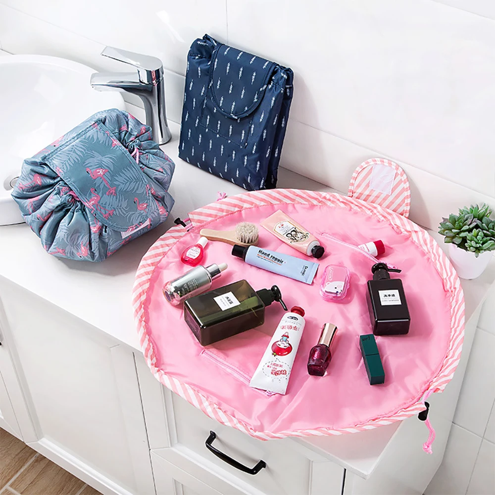 2019 Color printing design Cosmetic Bag Drawstring Makeup Case Women Travel Make Up Organizer Storage Pouch Toiletry Wash Kit