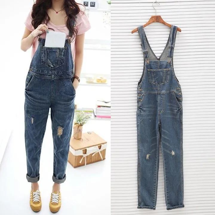 

Fashion 2018 Spring Autumn Sleeveless Loose Ol Work Rompers With Pocket Fashion Denim Jeans Jumpsuit Women Elegant Playsuit