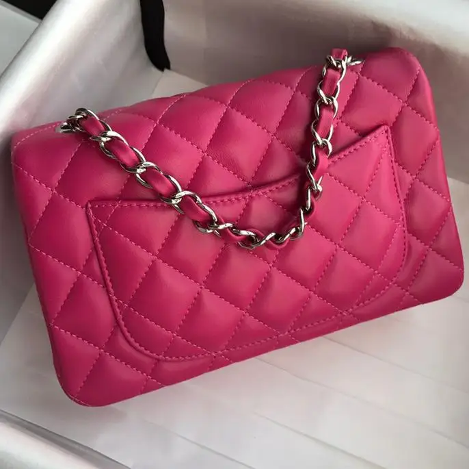 Free shipping best quality CF20CM lambskin bag sheepskin rhombus Plaid chain bag women mini Inclined shoulder bag