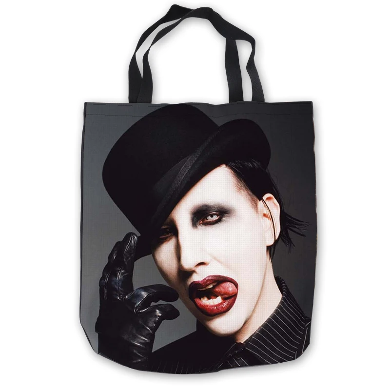 

Custom Canvas marilyn manson Tote Shoulder Shopping Bag Casual Beach HandBag Daily Use Foldable Canvas #180713-1-17