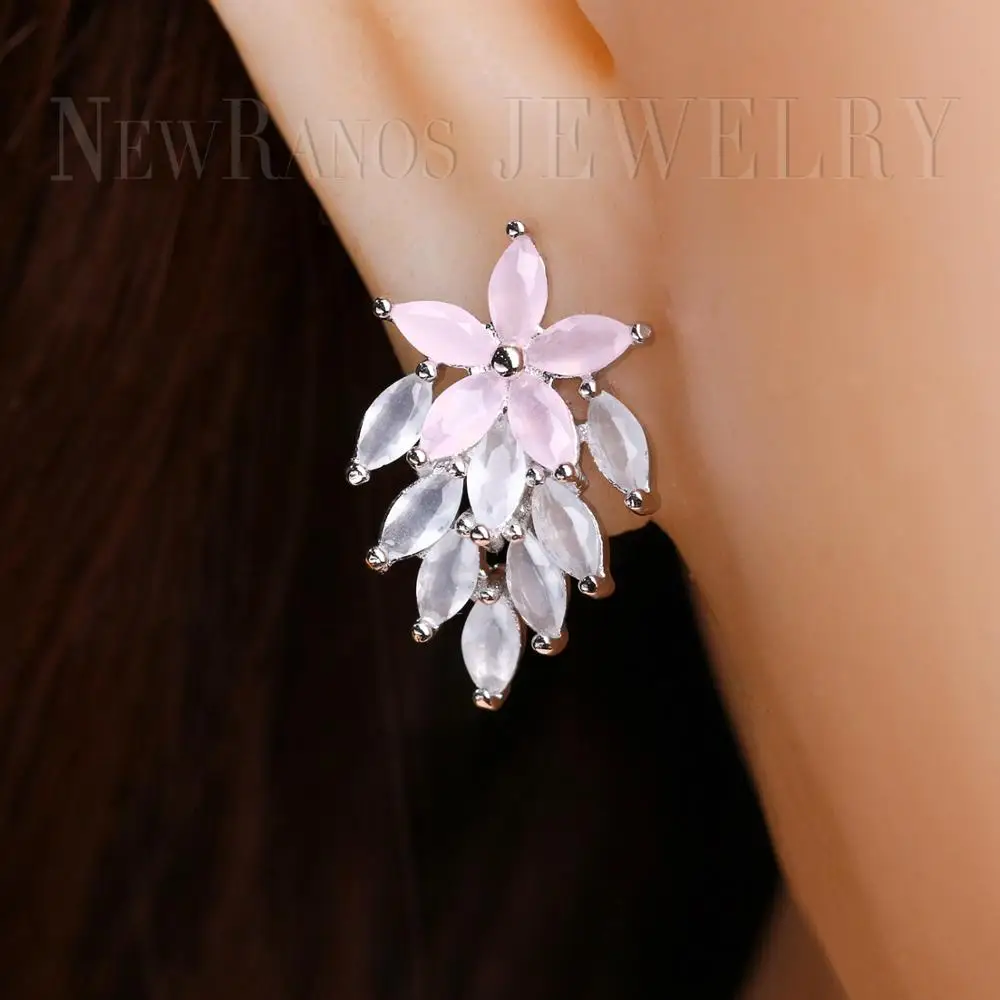 Newranos молочно-белые серьги в форме хрустального листа, натуральный кристалл, женские серьги для пирсинга для женщин, модные серьги, EGY001