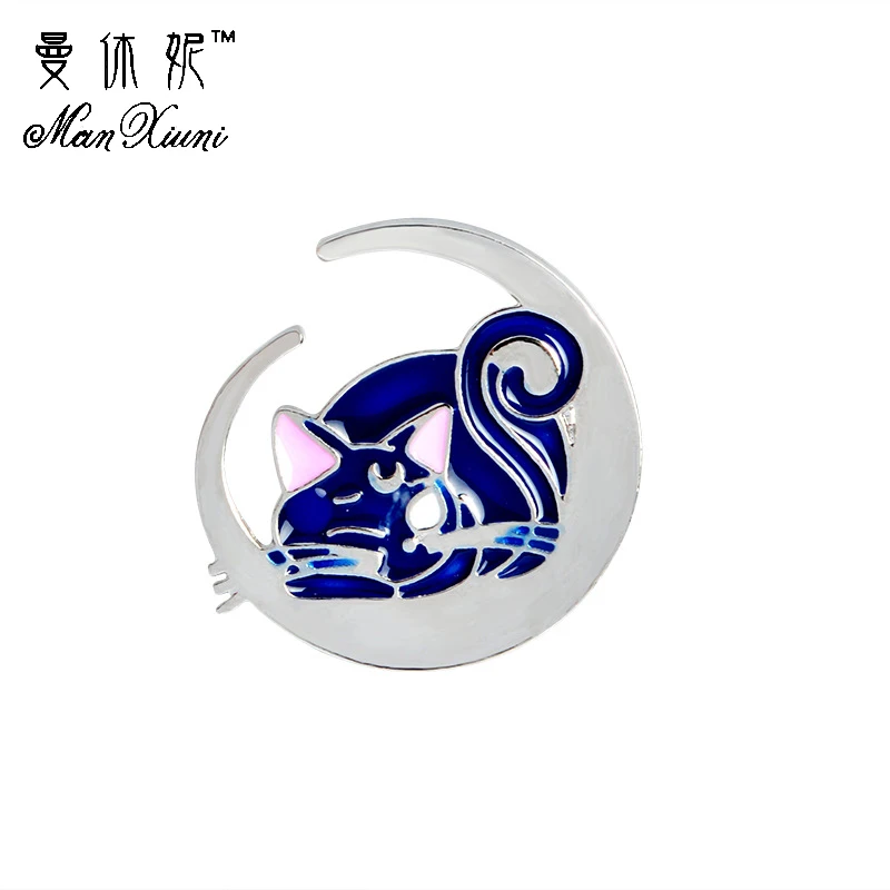 

Manxiuni 1pcs/set Fashion Sailor Moon Luna Cat Cartoon Brooch Button Pin Bag Denim Jacket Pin
