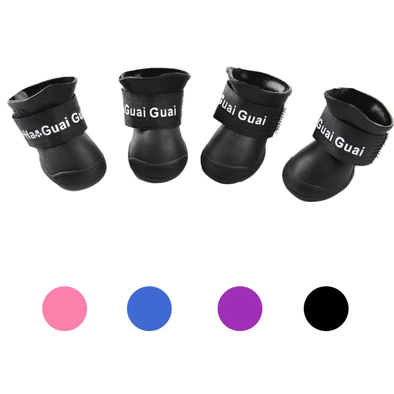 

4 Pcs/set Candy Color Summer Dog Rain Boots Waterproof Pet Dog Shoes for Small Dogs Cats Rubber Puppy Shoe Booties Pets Products