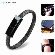 Кожаный браслет, USB кабель для зарядки телефона, синхронизация данных, 22,5 см, быстрая зарядка, быстрая зарядка для iphone 7, samsung type C, Micro USB провод для зарядки