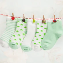 Короткие носки для малышей 5 пар в партии, от 0 до 24 месяцев, цветные хлопковые носки на весну, осень и зиму 5 разных цветов, милые носки для мальчиков и девочек