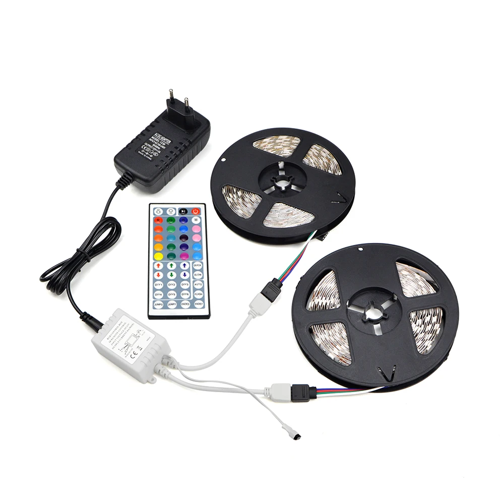 Светодиодная лента RGB 12 В постоянного тока 5050 2835 SMD 5 м 10 Гибкая Диодная 44 клавиши