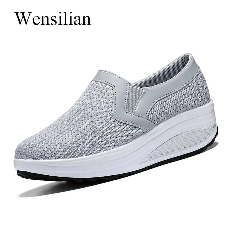 

Platform Shoes Air Mesh Vulcanize Sneakers Women Casual Shoes Breathable Basket Femme Slip On Trainers Women Tenis Feminino