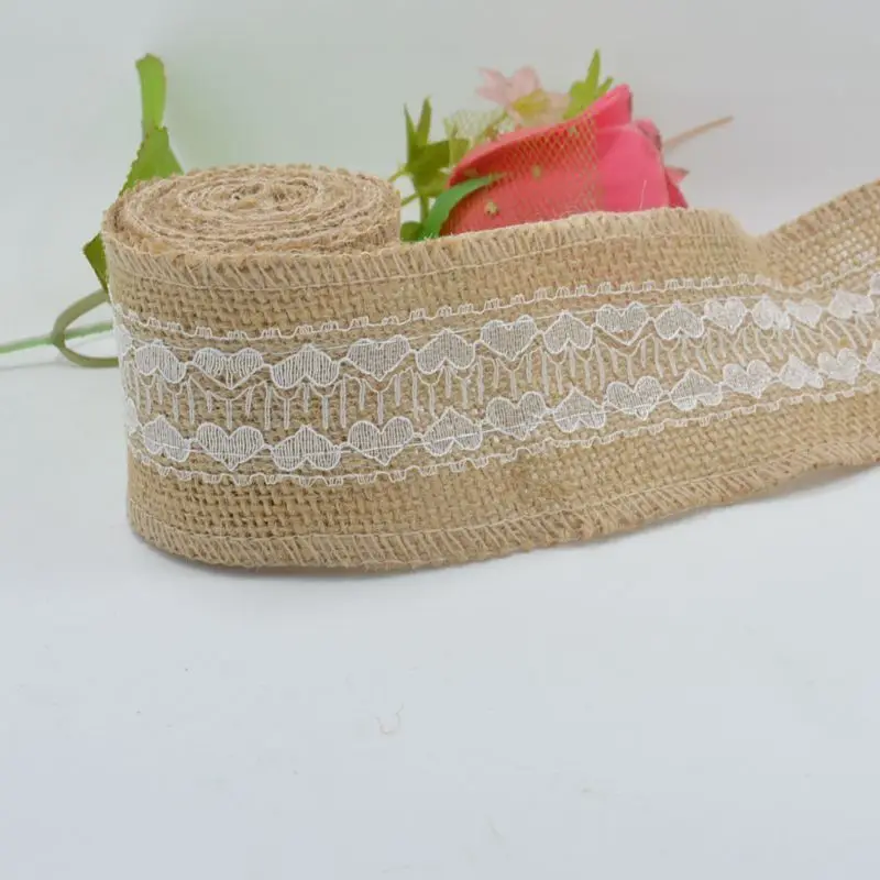 Простой 100*5 см Джутовая Ткань кружево льняной рулон DIY Рождественское украшение