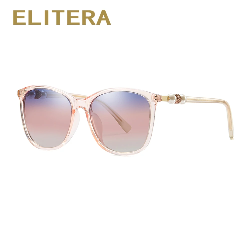

ELITERA Women Polarized Sunglasses Elegant Beads Pearl Designer Ladies Retro Sun Glasses Female Fashion Mirrored Shades