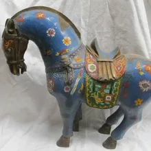 1" Qianlong Dy резные медные бронзовые Перегородчатые рыбы цветок синяя лошадь