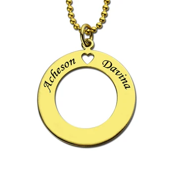 

Custom Name Necklace with Heart Hole Silver 925 Circle Names Letter engraved Necklaces Choker Chain Jewelry Gift Couple Lover