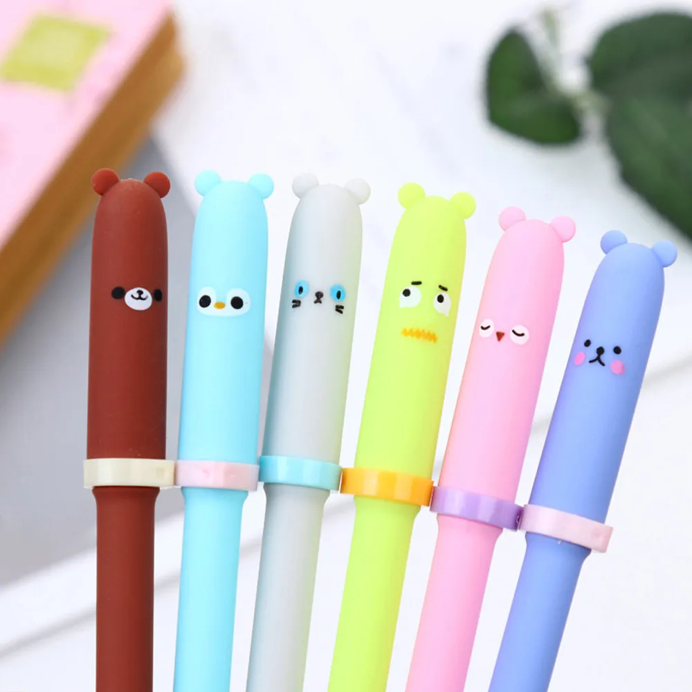 

6 PCS Creative Animal Expression Pen Gel Pens Kawaii Pen Cute Stationery Gifts For School Office Writing