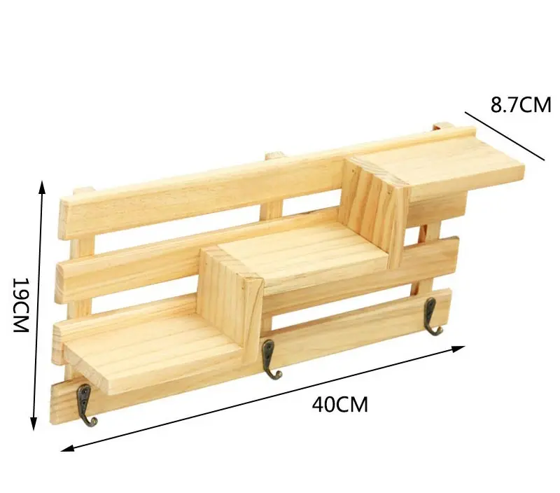 Ретро настенный деревянный стеллаж полка держатель для кухни Ванная комната стеллаж для хранения Органайзер ключ держатель для подвесного хранения украшение дома