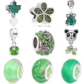 

Summer Color Crystal DIY Beads Enamel Owl Panda Bell Hearts Leaves Pendants Beads Fit Pandora Charms Bracelets for Women Jewelry