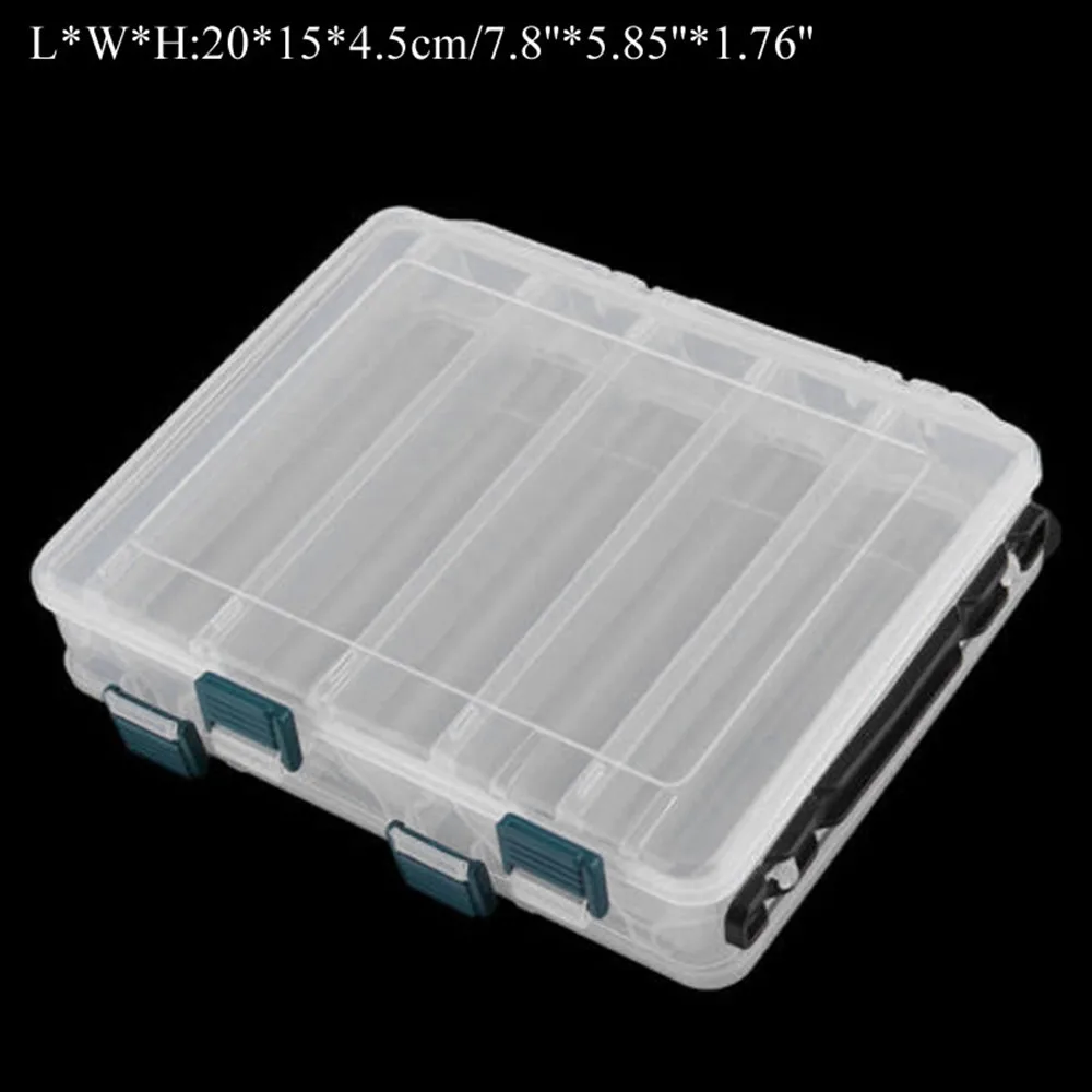 

Double Sided 12 Compartment Fishing Lures Tackle Hooks Baits Storage Plastic Box Waterproof Fishing Tackle Boxes