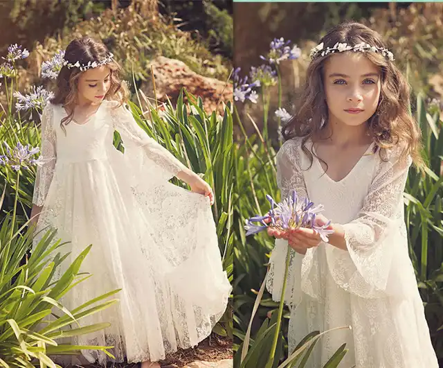 boho lace flower girl dress