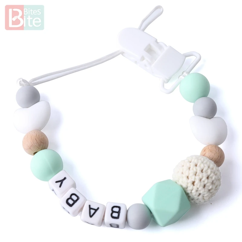 Bite Bites 1PC Silicone Baby Teething Pacifier Clips Chain Customize