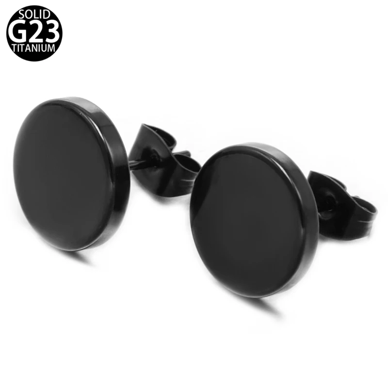 2Pcs Titanium Black Plated Earings Fashion Jewelry Women Men Punk Ear