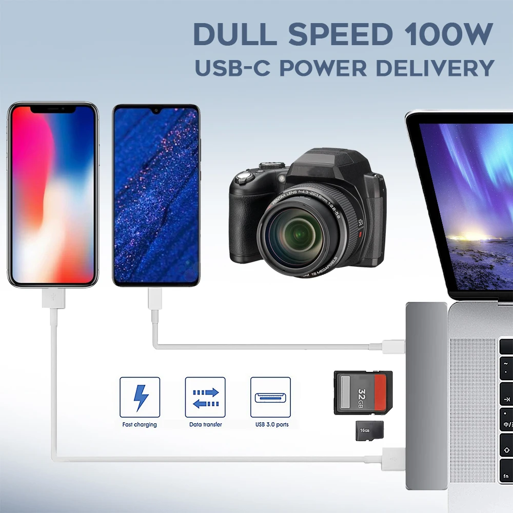 Vmade usb c концентратор к hdmi USB C к USB usb 3,0 поддержка шт., SD/tf Тип c концентратор для 13,3 дюймов или 15,4 дюймов macbook air macbook pro