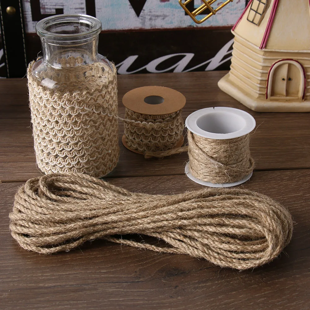5 м/10 м винтажное ручное плетение пеньковая веревка с нитью для свадебной вечеринки, настенные декоративные вязальные шнуры, подарочная упаковка