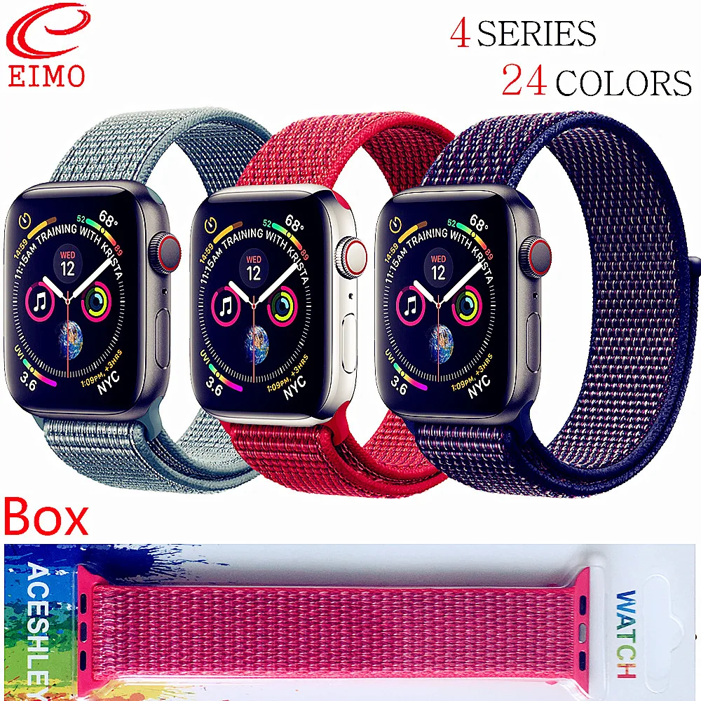 

Sport Loop Strap For Apple Watch 4 3 Iwatch band 42mm 44mm 38mm 40mm Correa Bracelet breathable Woven Nylon watch accessories