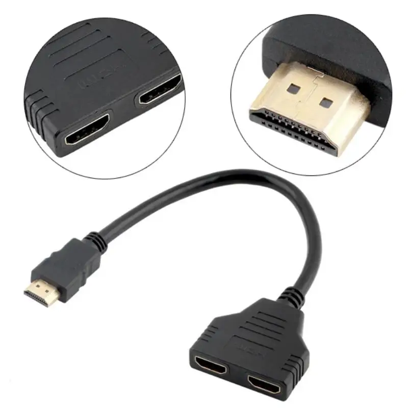30cm Male To Female HDMI Cables 1 Male To Dual HDMI Cable 2 Female Y Splitter Adapter Cable For