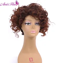 Amir синтетические вьющиеся волосы парик со средней частью короткие черные парики для женщин темно-коричневый и блонд парик косплей