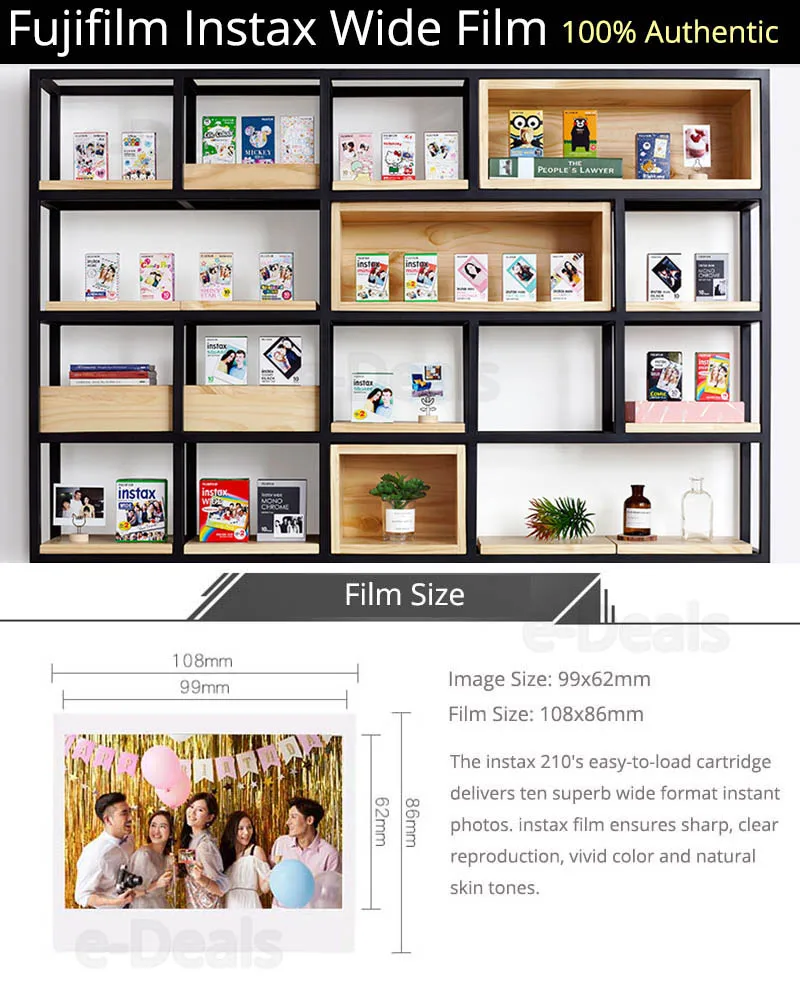 Fujifilm Instax Wide Instant Film White Photo Paper для FUJI 210 300 Camera|Фотоплёнка| |