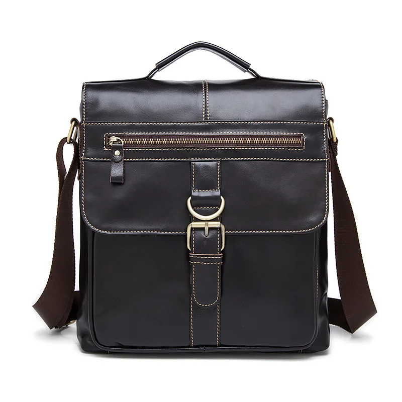 

Genuine Leather Men's Messenger Bag Men Large Cover Handbag Casual Male Shoulder Totes for Teenager Boys Travel Flap Small Bag