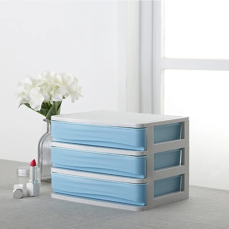 JULY'S SONG пластиковый органайзер для косметических ящиков, коробка для хранения косметики, контейнер для макияжа, шкатулка для ногтей, держатель, настольный чехол для хранения - Цвет: 3 layer drawer-blue