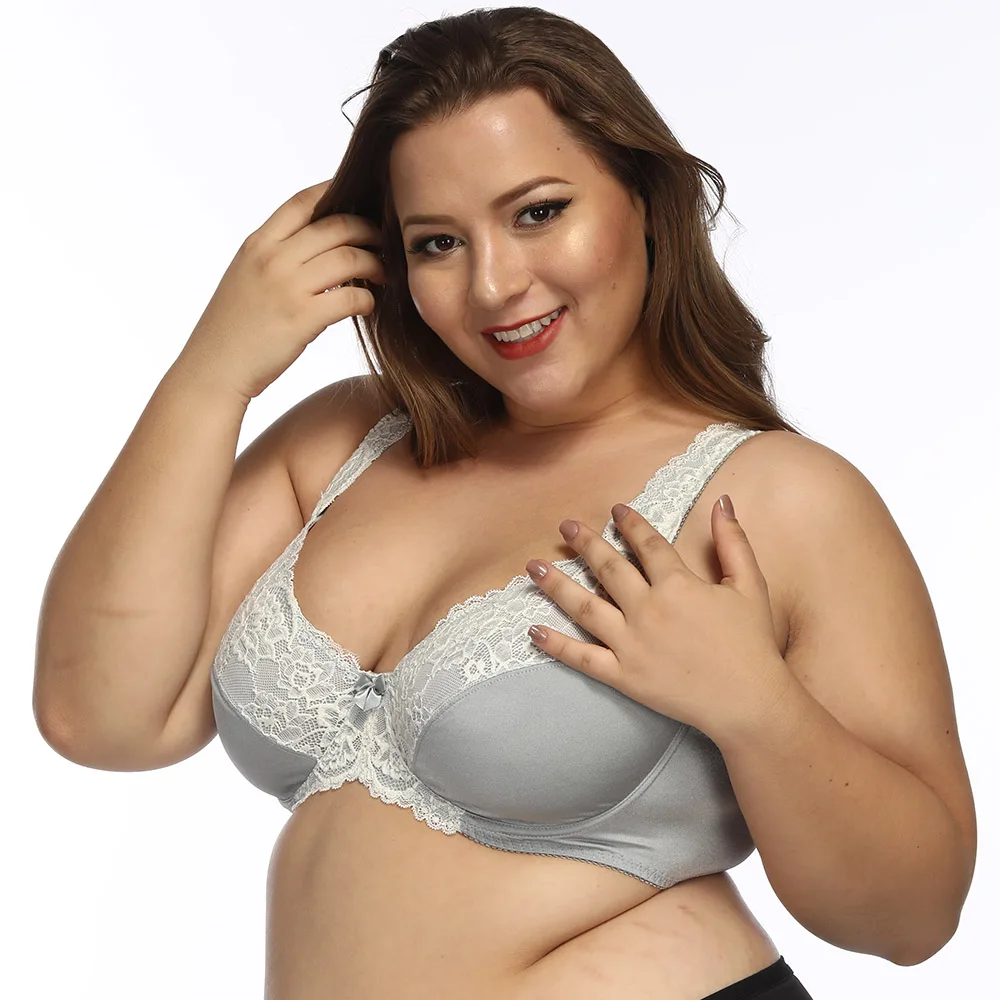 Women Unlined Full Coverage Bras Plus Size Brassiere Embroidery No-padded Bra Underwire Bralette Underwear 34-46 DDD/F/FF/G/H