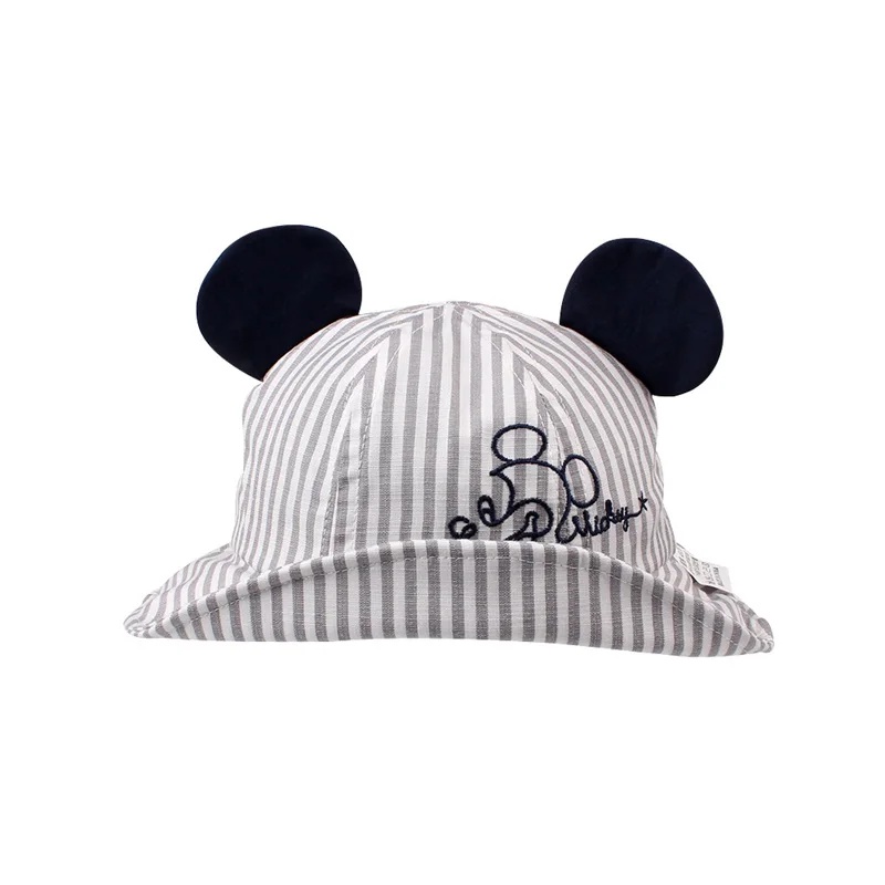 Striped Cartoon Baby Hat Mouse Ears Cute Baby Cap Breathable Wide Brim Baby Boys Hat Summer Lace Up Sun Cap Baby Girls Clothing (7)