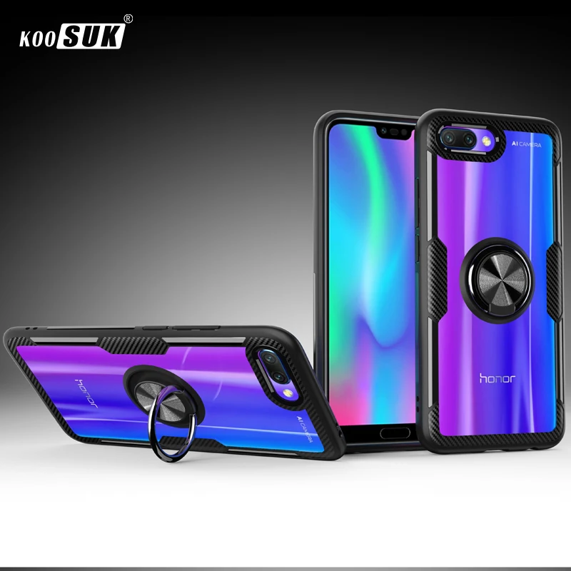 Чехол Honor 7X для Huawei Роскошный прозрачный ПК + углеродное волокно полное защитное