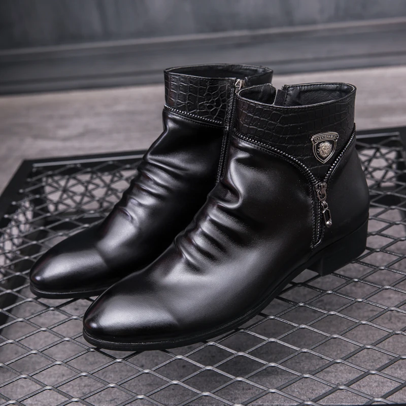 JUNJARM г., модные мужские Ботильоны мужские ботинки из мягкой кожи теплые мужские зимние ботинки удобные мужские зимние ботинки черного цвета