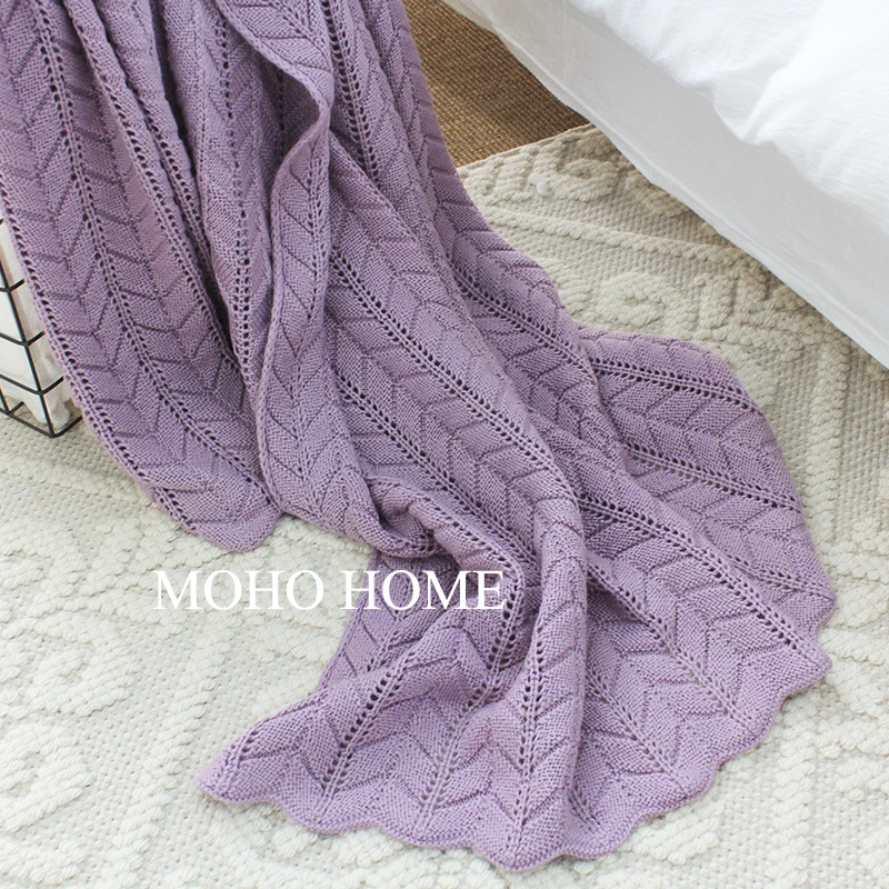 Американское трикотажное одеяло, однотонное простое покрытое одеяло, одеяло для дивана, для отдыха, модель, для комнаты, кровати, хвоста, стиль