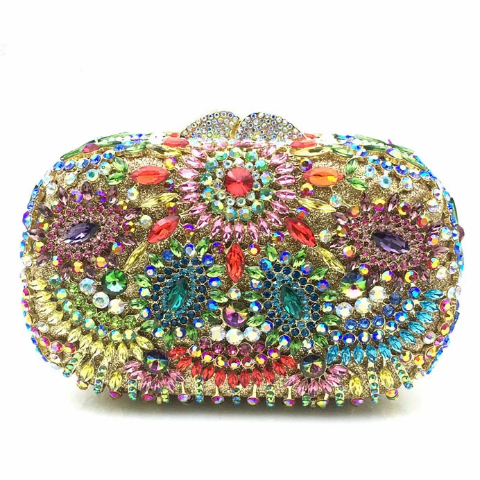 Super Bling Bling Women Purese Color Crystal Women Handbag Evening Clutch Bag Makeup Bag