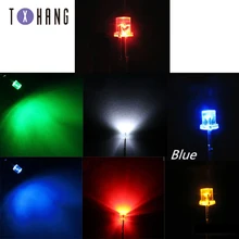 50/100 шт 3/5 мм с плоской вершиной красный/синий/белый/зеленый/жёлтый F3 F5 светодиодный диоды для подавления переходных скачков напряжения Светильник лампы красочный