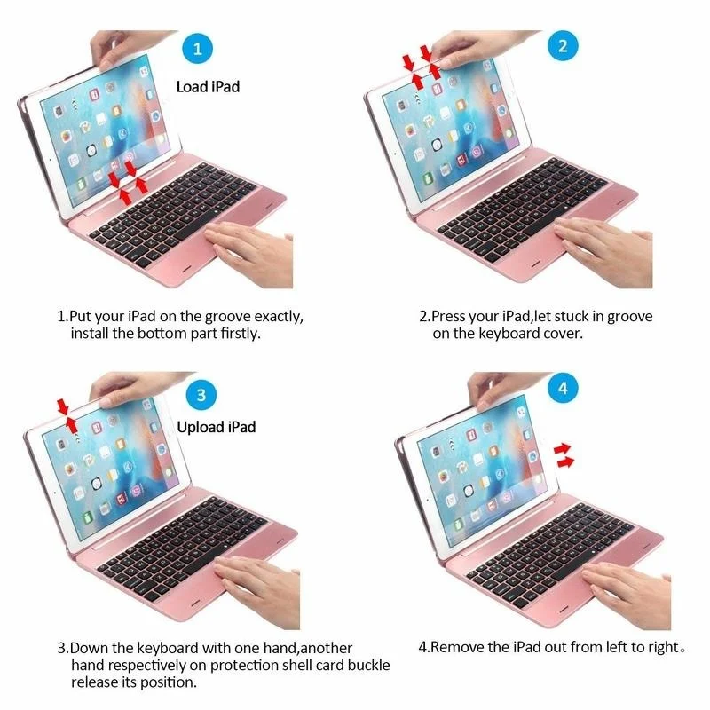 Bluetooth беспроводная клавиатура-чехол для Apple iPad 9,7 iPad / iPad Air/Air 2/Pro 9,7 ''с режимом сна
