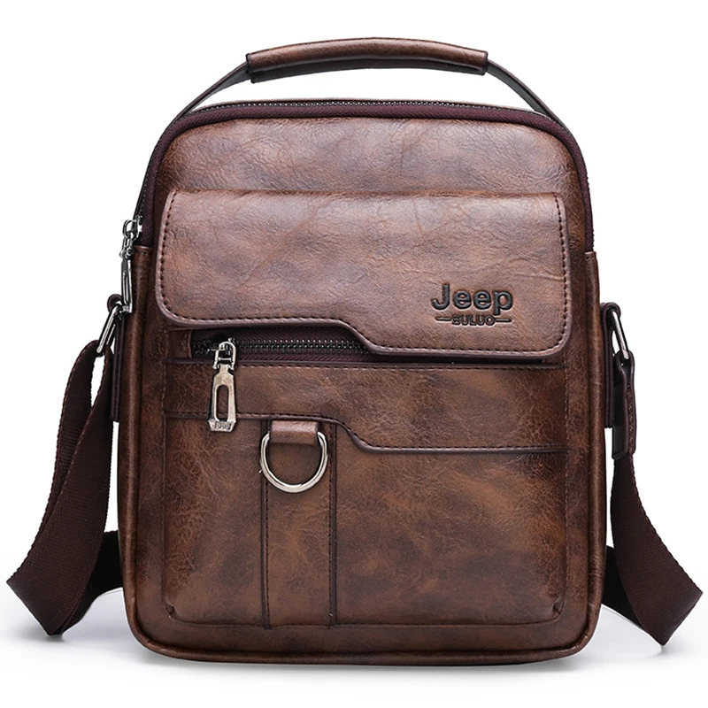 Luxury Brand JEEP Large Capacity Men's Shoulder Bags Man Leather Messenger Bag High Quality Business Crossbody Bags For IPAD