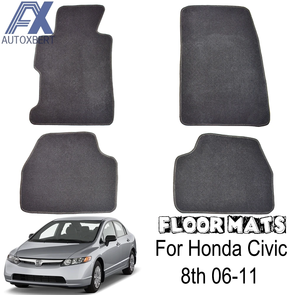 4pcs Car Floor Mat Mats For Honda Civic Mk8 2006 2011 Nylon Carpet