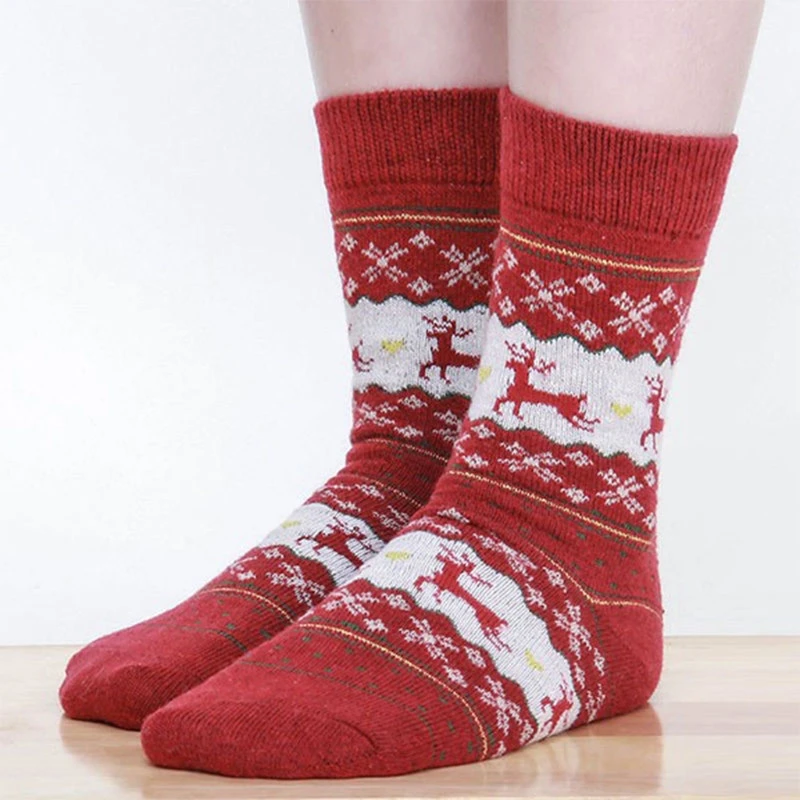 Женские зимние носки, чулки, рождественский подарок, теплые шерстяные носки, детские спортивные гольфы для девочек