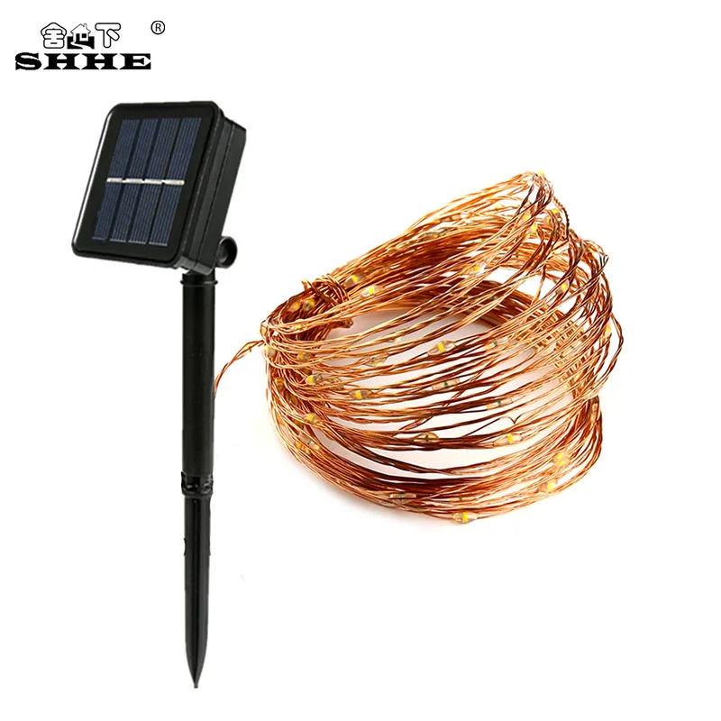 

100/200 Leds Solar Light Fairy Strip lamp Outdoor Waterproof Holiday Wedding,Christmas, New Year Decor Copper Wire String Light