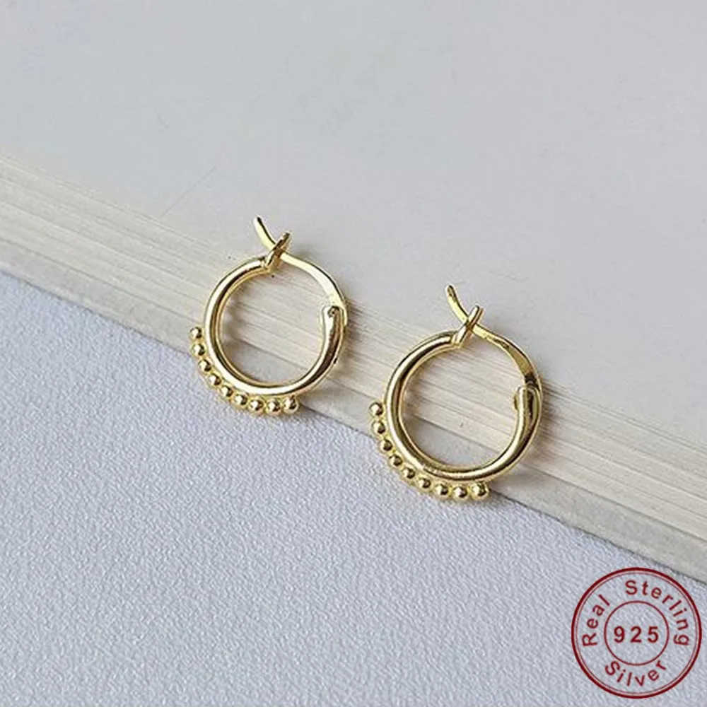 Винтажные маленькие золотистые серьги-кольца, западные женские серьги из серебра 925 пробы