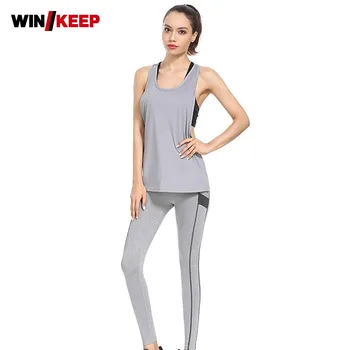 

New Women Quick Dry Gym Fitness Suits Backless Vest Leggings 2pcs Yoga Set Jogging Workout Tracksuit Female Yoga Sports Sets